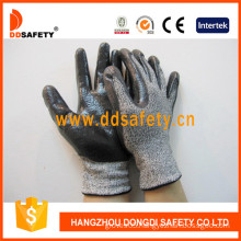 13G Black/White Hppe and Spandex Knitted Work Gloves (DCR118)